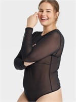 Women's Plus Size Long Sleeve Bodysuit - Auden 3X