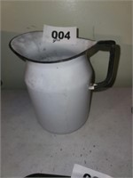 9" TALL WHITE ENAMELWARE PITCHER