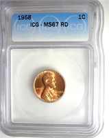 1958 Cent ICG MS67 RD LISTS $400