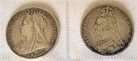 Queen Victoria 1889 and 1895 Silver Crowns