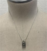 Sterling Box Pendant & Necklace