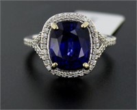 14kt Gold 5.99 ct Sapphire & Diamond Ring