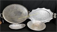 Group Of Vintage Aluminum Serving Trays