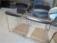 PAIR OF RETRO STYLE METAL & WOOD BAR STOOLS