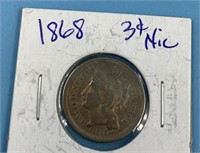 US 3 cent nickel 1868                   (O 111)