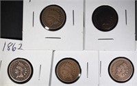 5 EARLY DATE INDIAN CENTS