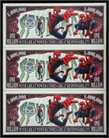 Lot 3 USA 1962 -2012 Spiderman Million Dollar Note