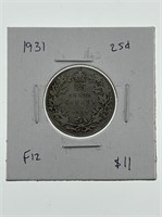 1931 Canada Silver 25 cents