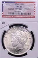 1922 NGC MS63 PEACE DOLLAR