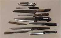 Lot Of Kitchen Knives & Sharpener