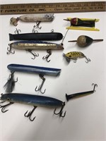 Vintage wooden fishing Lure and bobber lot