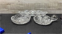 3 Vintage Heavy Cut Crystal Dishes