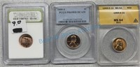 Graded Lincoln cents as photographed