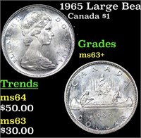 1965 Large Beads, Blunt 5 Canada Dollar 1 Grades S