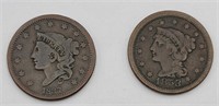 (2) 1837 & 1853 Large Cent Coins