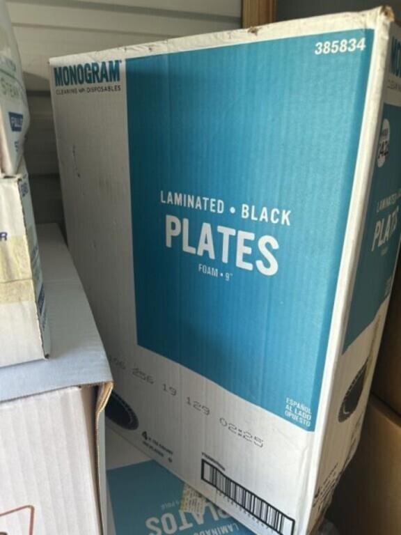 9" Black Laminated Foam Plates