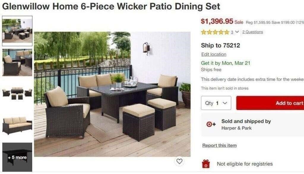 PP EDYO 6-Piece Wicker Patio Conversation Set