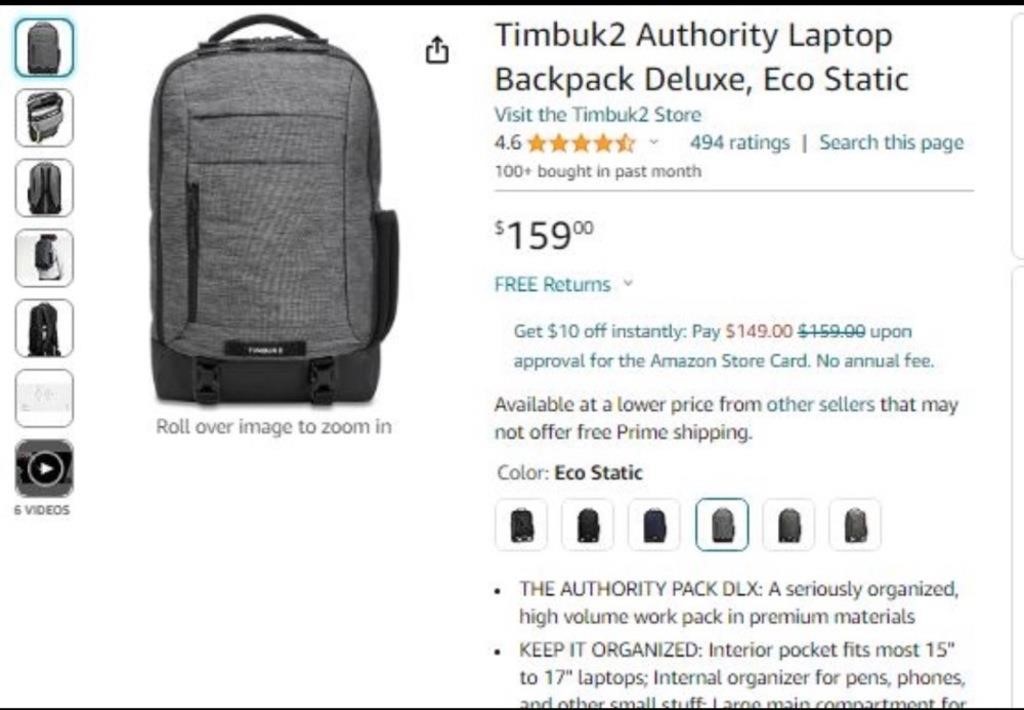 SR2223  Timbuk2 Authority Laptop Backpack Deluxe