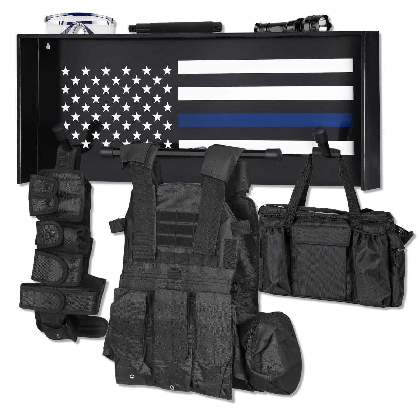 BUYYAH Wall Mounted Police Gear Rack, Tactical Dut