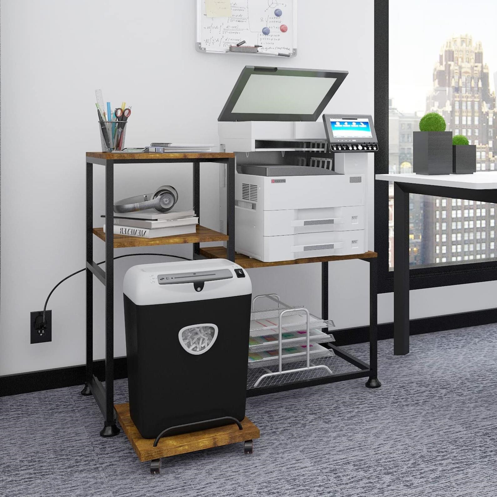 Natwind Printer and Shredder Stand with Power Outl