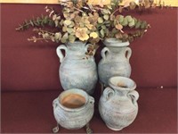 4 CLAY VASES