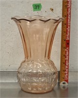 Vintage pink depression glass vase