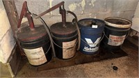 Miscellaneous 5 gallon buckets, some lubricant,