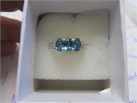 925 Sapphire & Diamond Ring Size 7