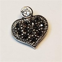 Silver Cubic Zirconia Marcasite Pendant