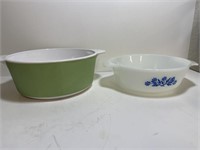 Vintage Green Corning ware Blue Fireking bowl
