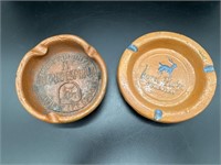 Vintage Pair of Mexican Pottery Ashtrays