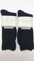 2pr New Charter Club Black Cuffed Ladies Socks