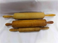 (3) Vintage Solid Wood Rolling Pins