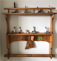 Wooden Towel Rack And contents on shelf