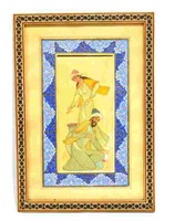 Framed  Persian Painted Miniature