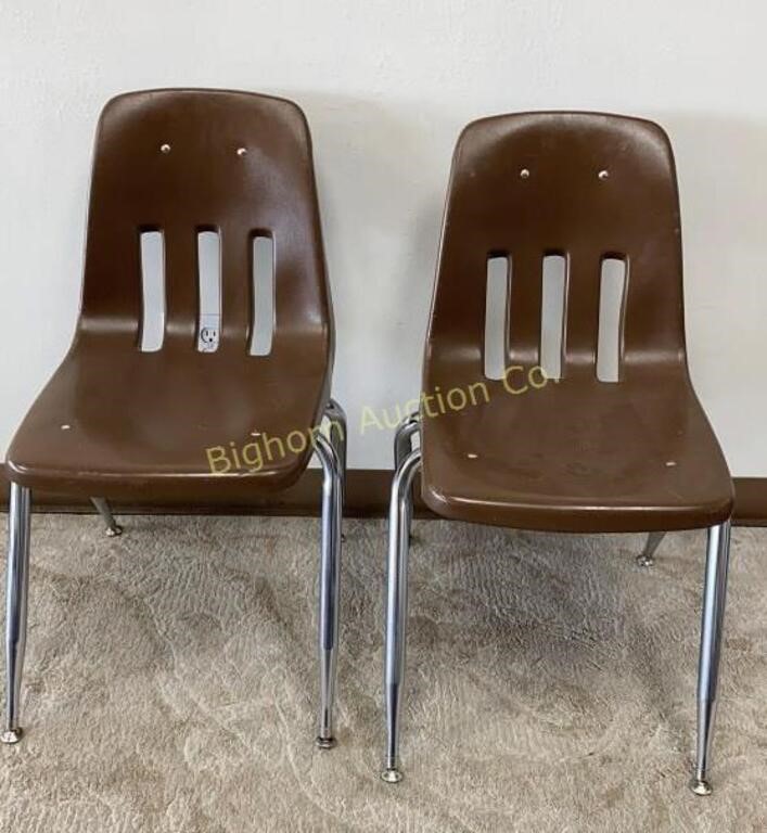 Brown Stacking Chairs 2pc Lot