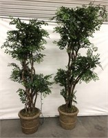 2 TALL ARTIFICIAL TREES 96", 84"