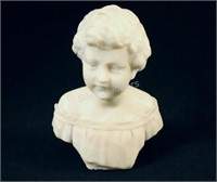 Vintage Solid Marble Child Bust Statue