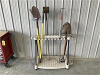 Suncast Plastic Garden Tool Rack with Garden Tools