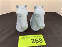 Abingdon Pottery Blue Horse Head Bookends (2)