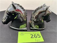 Abingdon Pottery Black Horse Head Bookends (2)