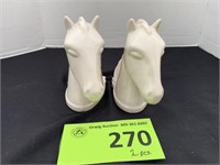 Abingdon Pottery White Horse Head Bookends (2)