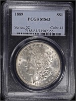 1889 MORGAN DOLLAR PCGS MS-63