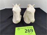 Abingdon Pottery White Horse Head Bookends (2)