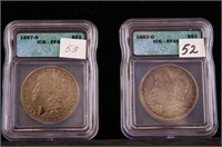 Morgan Silver dollar 1882 O & 1897 O EF 45