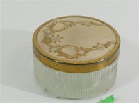 Vintage Powder Box Dresser Jar w/brass lid