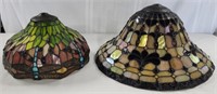 2 Leaded Glass Shades - As Is