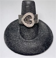 Sterling "Diamond" Belt Buckle Ring (Stunning) 5 G