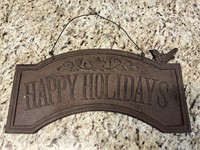 Cast Iron Happy Holidays Sign