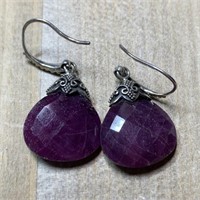 STERLING SILVER  FACETED STONE EARRINGS